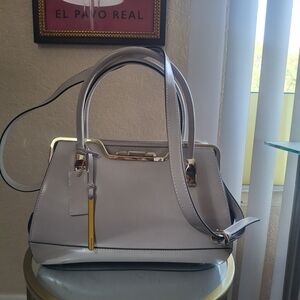 Cromia Italian Leather Cream Structured Satchel Handbag